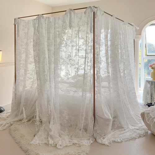 Elegante Spitze Prinzessin Moskitonetz Bettvorhang Baldachin für Mädchen Frauen Hochzeit Schlafzimmer Dekoration (Typ 3-Beige)