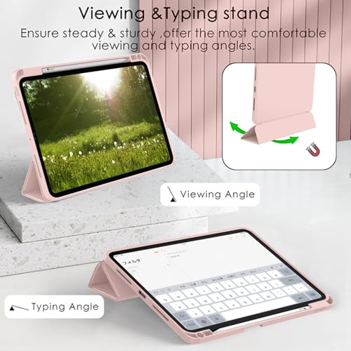 Image of ZryXal New iPad Pro 13 Inch Case (M5) 2025 / (M4) 2024 with Pencil Holder, Smart iPad Case [Support Pencil Pro and Pencil (USB-C)], Support Touch ID and Auto Wake /Sleep (Rose Pink)