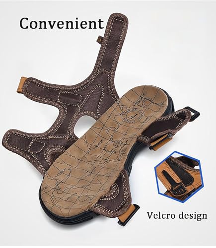 Men's Leather Sandals for Hiking Walking Beach Treads Water Athletic Outdoor with Air Cushion4
