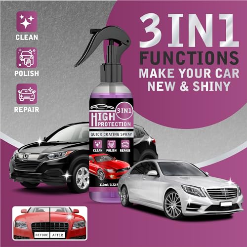 Image of SPECULO 3 In 1 High Protection Car Quick Spray,Car Rapid Ceramic Paint Coating,Nano Polishing Spray,Plastic Parts Refurbisher,Fine Scratch Repair,Extremely Hydrophobic,110 Ml,(Pack Of 2),Purple