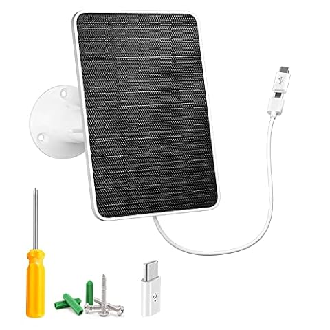 wininmeta Solar Panel for Security Camera, 5W USB Solar Panel for DC 5V Security Camera, Micro USB &… — $15.99 (20% off)