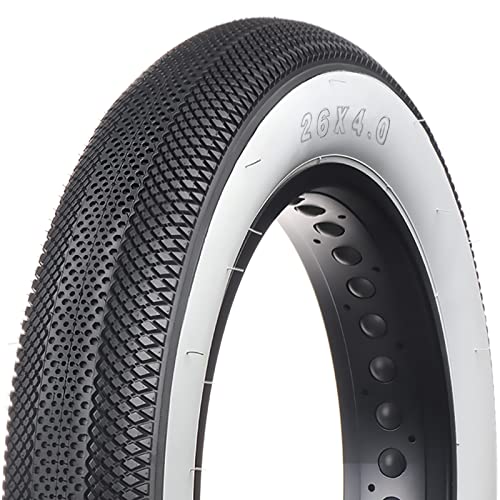 MOHEGIA E-Bike Fat Tire,26x4.0-inch Electric Tricycle Fat Tire,Folding Bead Replacement Tire Compatible with Urban Mountain or Three-Wheeled Bicycle/White Walled