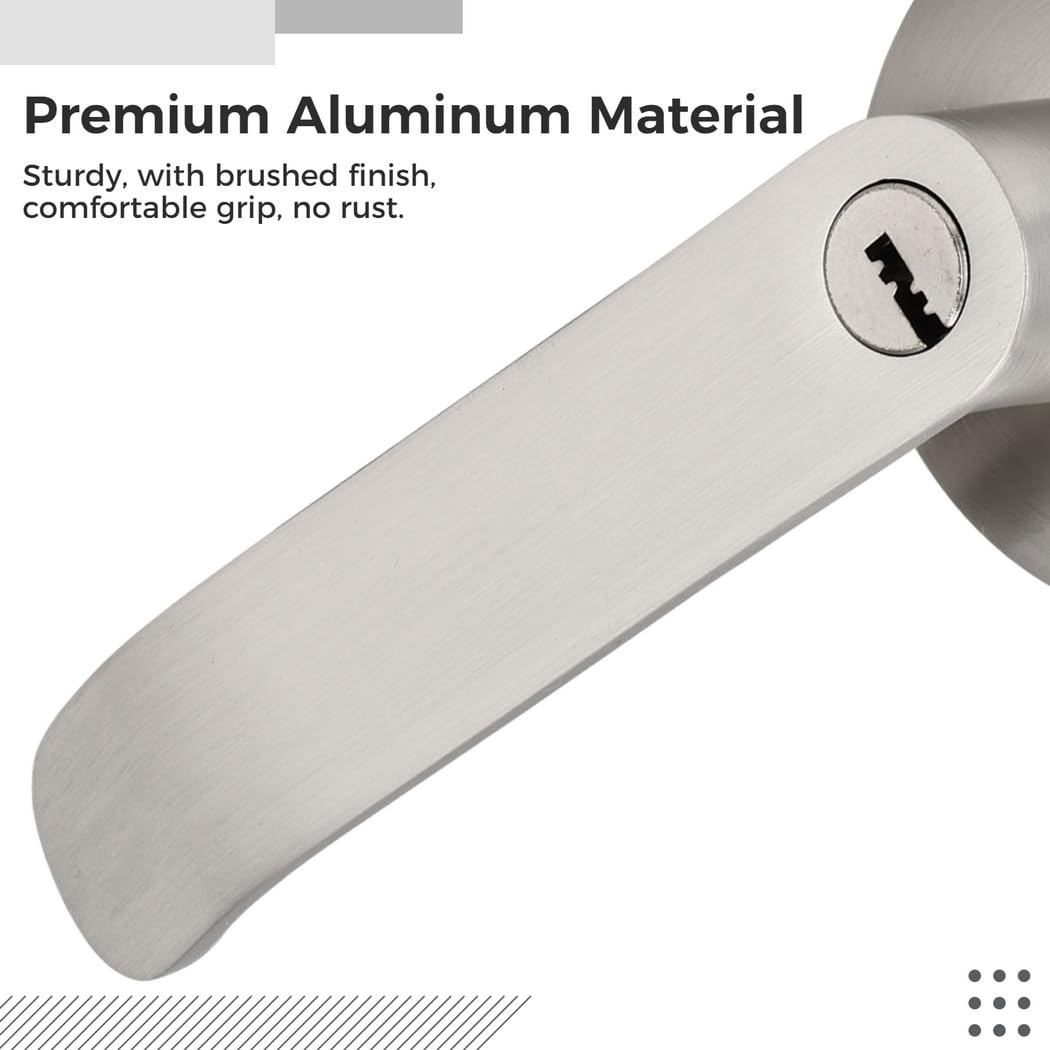 Zestaw blokady klamki do drzwi wejściowych z kluczem do sypialni, szatni, drzwi komercyjnych, z zatrzaskiem 6 - 6 cm, aluminiowa blokada dźwigni, szczotkowane wykończenie