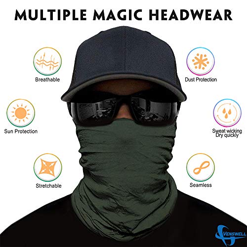 Image of Venswell Neck Gaiter Face Mask Men Women,Seamless Bandana Rave Face Cover Scarf Mask,Balaclava,Headband, Head Wrap,Headwear