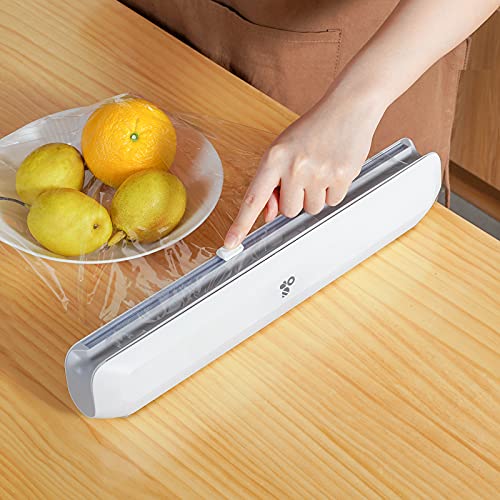 KATEI STORY ABS Plastic Wrap Dispenser with Cutter-Refillable Cling Film Dispenser With Cutter-Cling wrap Dispenser With Cutter White