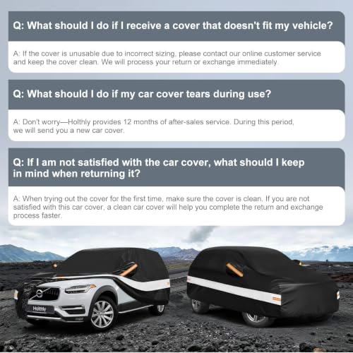 Image of 10 Layers SUV Car Cover Custom Fit for Volvo XC90 (2015-2026), Waterproof All Weather for Automobiles, Outdoor Full Cover Sun Dust Rain Protection with Cotton. Black
