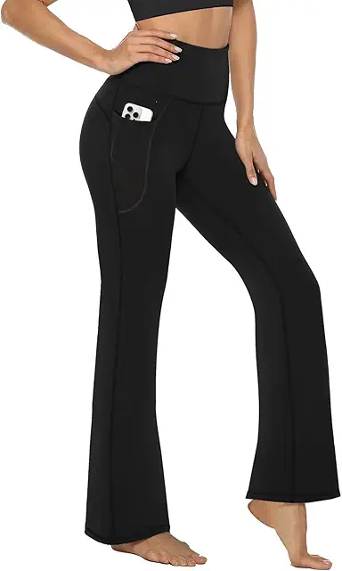 Flared Yoga Pants Damen - High Waist Leggings mit Taschen für Fitness & Alltag