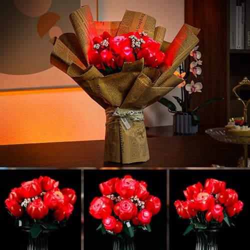 YEABRICKS LED Light for Lego-10328 Icons Bouquet of Roses Building Blocks Model (Lego Set NOT Included), Multi-colored, 16 x 11 x 3 cm - Image 3