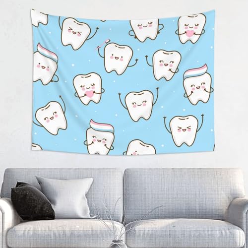 HDTVTV Lindos dientes de dibujos animados,Tapiz decorativo de pared duradero para el hogar, 73 x 95 cm