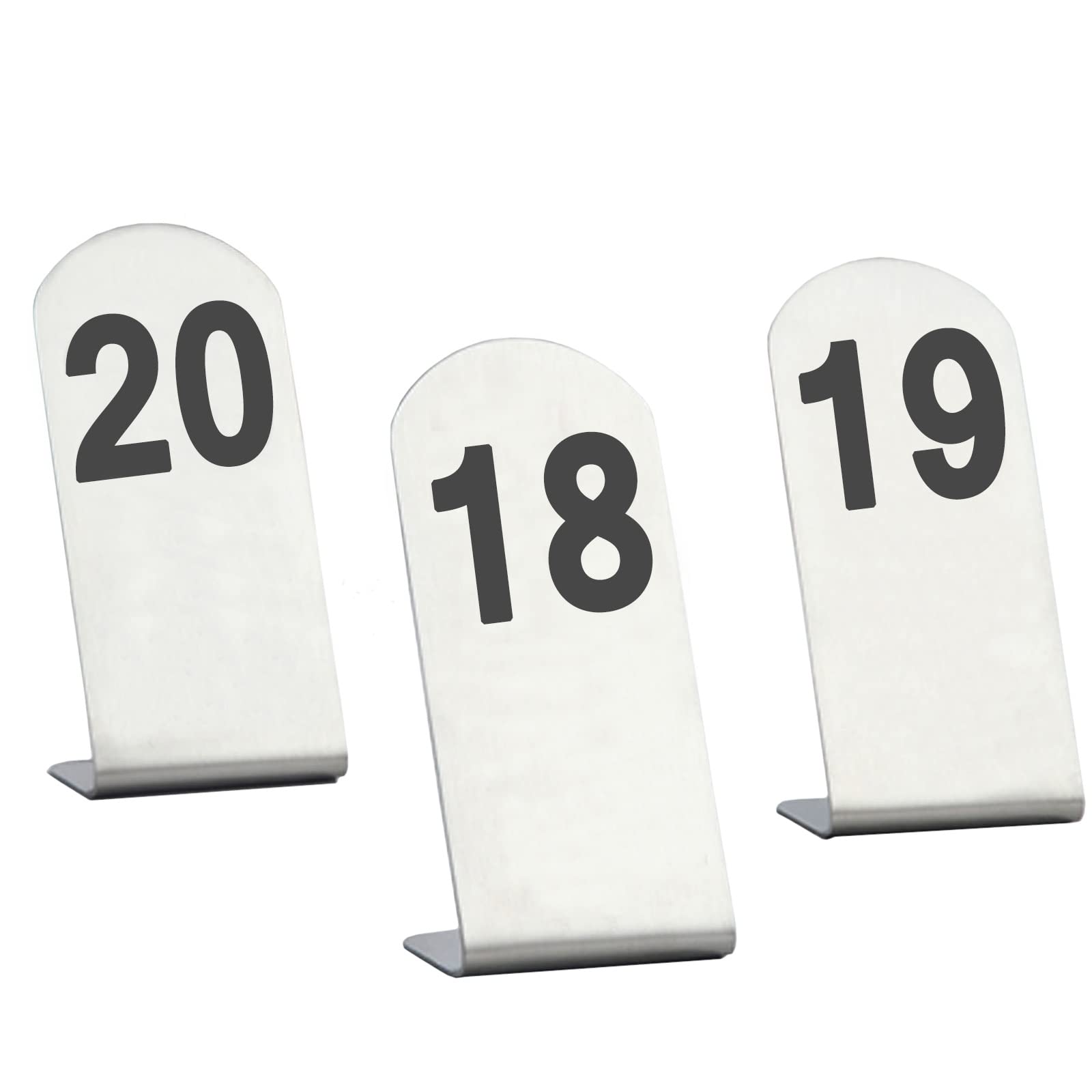 MYUYEE Stainless Steel Standing Restaurant Table Numbers, Stackable Number Cards 13X6X4Cm, Space Saving, Not Easily Deformed, Tabletop Number Sign For Parties, Weddings (Black-1)