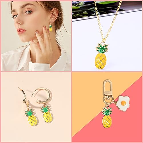 yueton 40PCS Enamel Alloy Charms Pendant Dainty Yellow Pineapple Pendants Cute Fruit Food Tiny Pendants Bead Charms for Keychains, Earrings, Bracelets, Necklaces, Jewelry Making and DIY Crafts by yueton - Used condition - Image 5