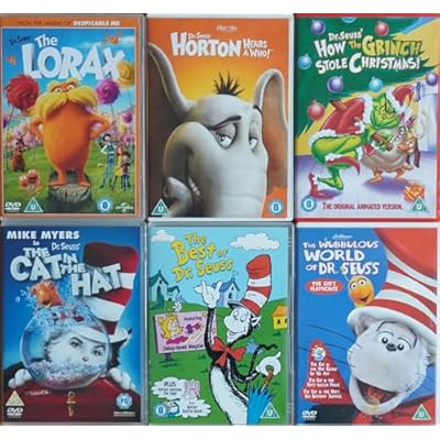 DR. SEUSS 1-6 COMPLETE COLLECTION / THE LORAX + HORTON + THE GRINCH + THE CAT IN THE HAT + BEST OF + THE WOBBULOUS WORLD OF DR SEUSS = ULTIMATE 6x DVD UK SET
