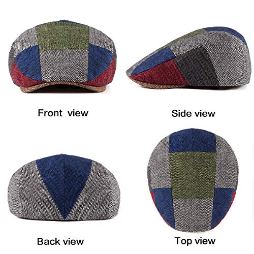 Image of 2-Pack Adjustable Newsboy Hats for Men Flat Cap Irish Wool Blend Tweed