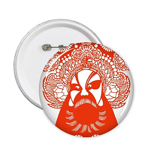 Badge Opéra de Pékin rouge broches rondes chinoises x5