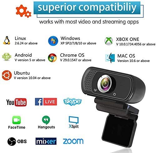 1080P Webcam, Live-Streaming-Webcam mit Stereo-Mikrofon, Desktop- oder Laptop-USB-Webcam mit 110-Grad-Blickwinkel, HD-Webcam für Videoanrufe, Aufnahme, Konferenzen, Streaming, Gaming – Bild 8