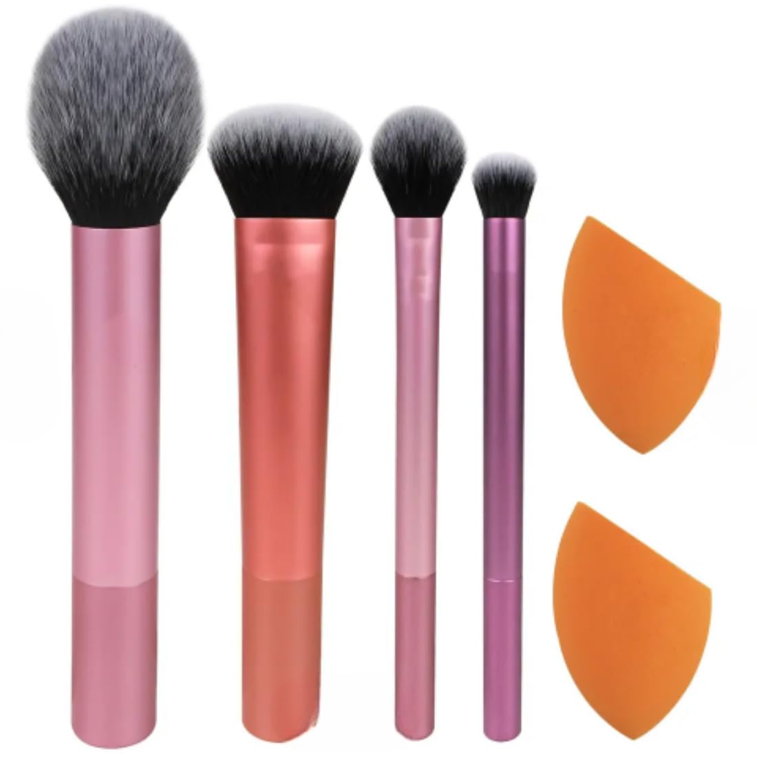 Makeup Brush Set With 2 Sponge Everyday Essentials Set - 5 Essential Tools for Flawless Makeup | Soft Bristles, Smooth Blending, Professional-Quality