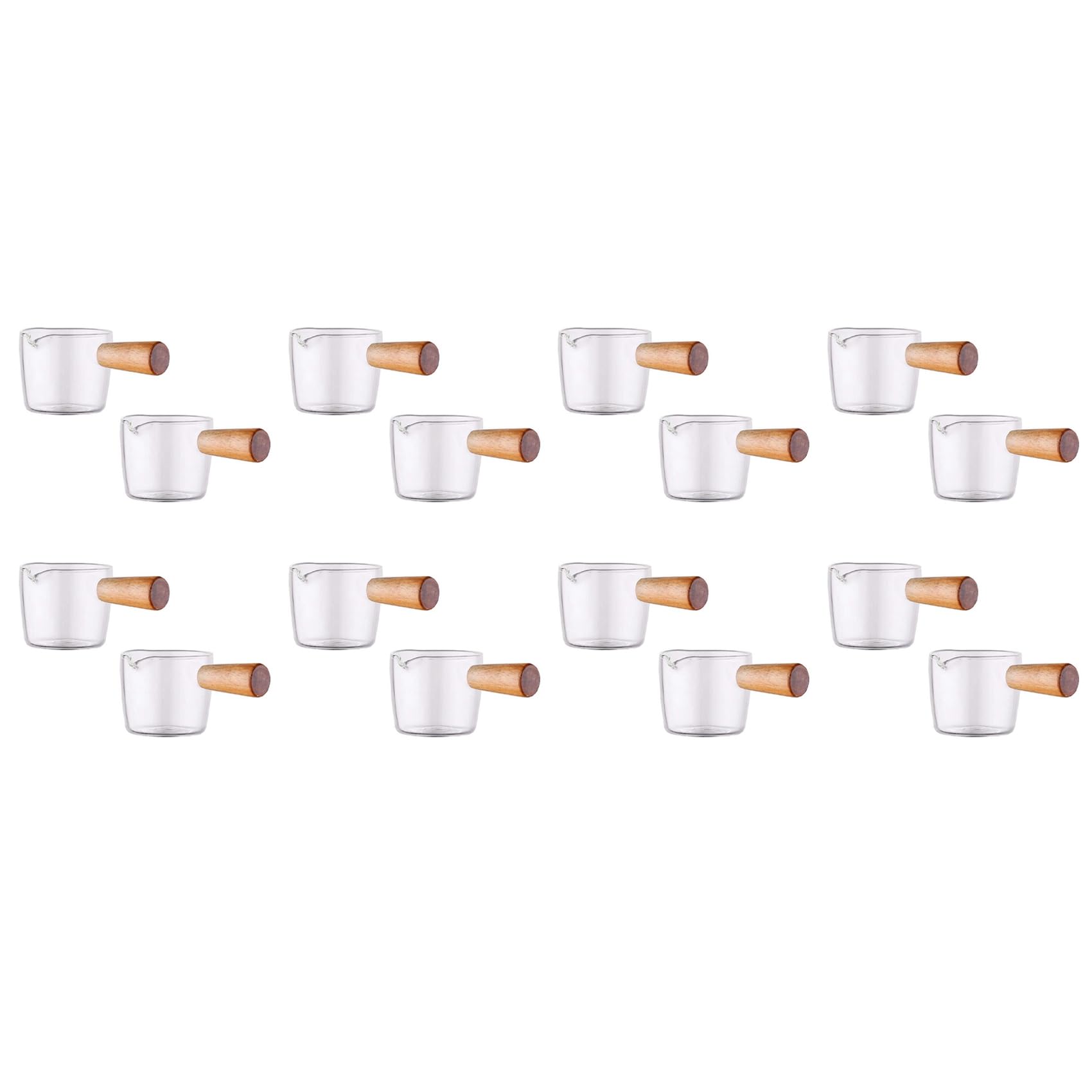 Mini pichet de crémier au lait en verre transparent avec anse bois 50ml service café 16 pièces