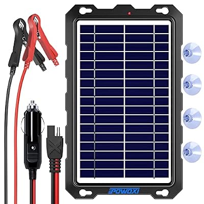 POWOXI 7.5W 12V Solar Battery Charger Trickle Maintainer Kit for Car