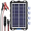 Powoxi Juego de cargador de mantenimiento de batería solar actualizada de 7.5 W, portátil de 12 V, impermeable, para automóvil, motocicleta, bote, marina, cámper, remolque, moto de nieve, etc.
