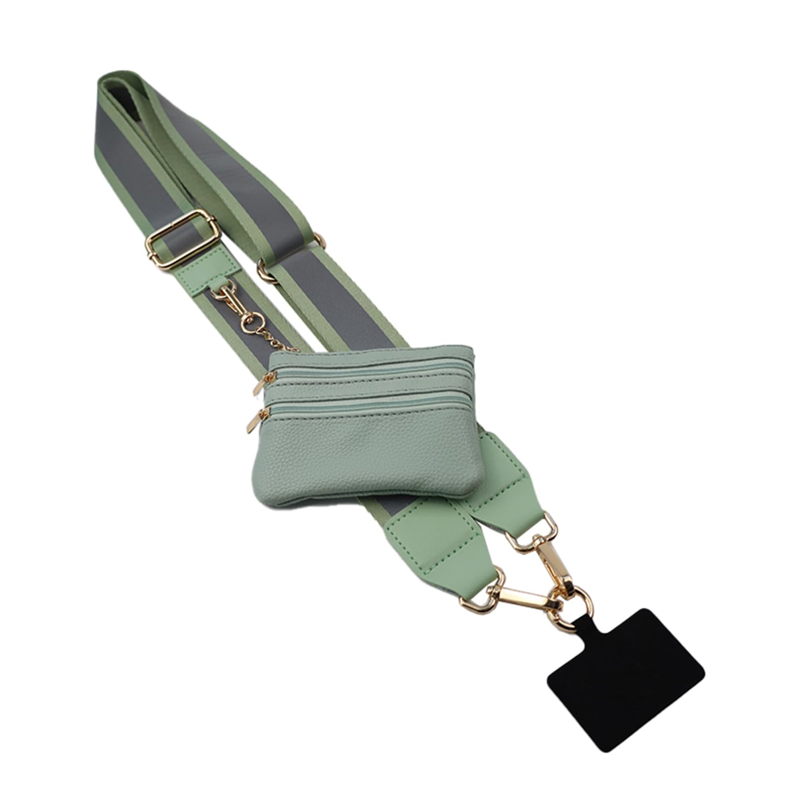 KSOPUERT Reflective Clip and Go Strap Crossbody Phone Chain with Zipper Wallet Pouch Adjustable Phone Lanyard Wristband (Reflective Light Green)