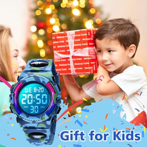 Image of Kids Watch,Boys Watch for 3-15 Year Old Boys,Digital Sport Outdoor Multifunctional Chronograph LED 50 M Waterproof Alarm Calendar Analog Watch for Children with Silicone Band,Kids Gift