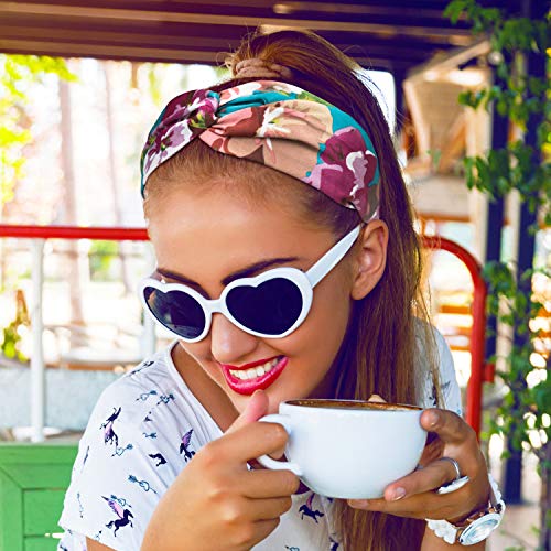 EAONE 22 Pack Boho Headbands, Flower Printed Turban Elastic Hair Bands Criss Cross Women Girls Vintage Hair Wrap Hair Accessories with 1PC Pouch Bag