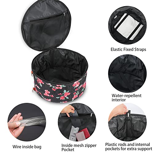 Tuferia Hat Box - Round Hat Storage Box With Dustproof Lid - Travel Hat Bag For Women And Men - Travel Hat Storage Container Suitable For Large Round Hats - (15.7) X (15.7) X (8) Inches #TOP2
