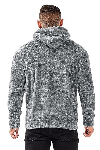 Image of GINGTTO Men's Fuzzy Sherpa Sweatshirt Fashion Pullover Fleece Hoodies
