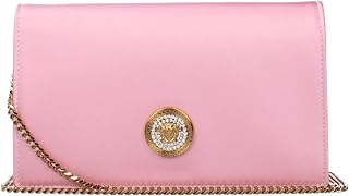 Versace Medusa Damen Rosa Satin & Leder Clutch - Kleine Abendbörse mit Medusa Hardware, Klappverschluss & Stofffutter - Luxus Designer Handtasche