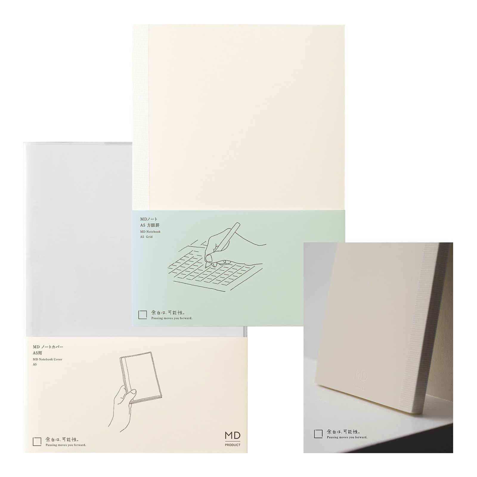 Midori MD PRODUCT MD Notebook A5 Graph Ruled + Note Cover 15386006 : Office Products
