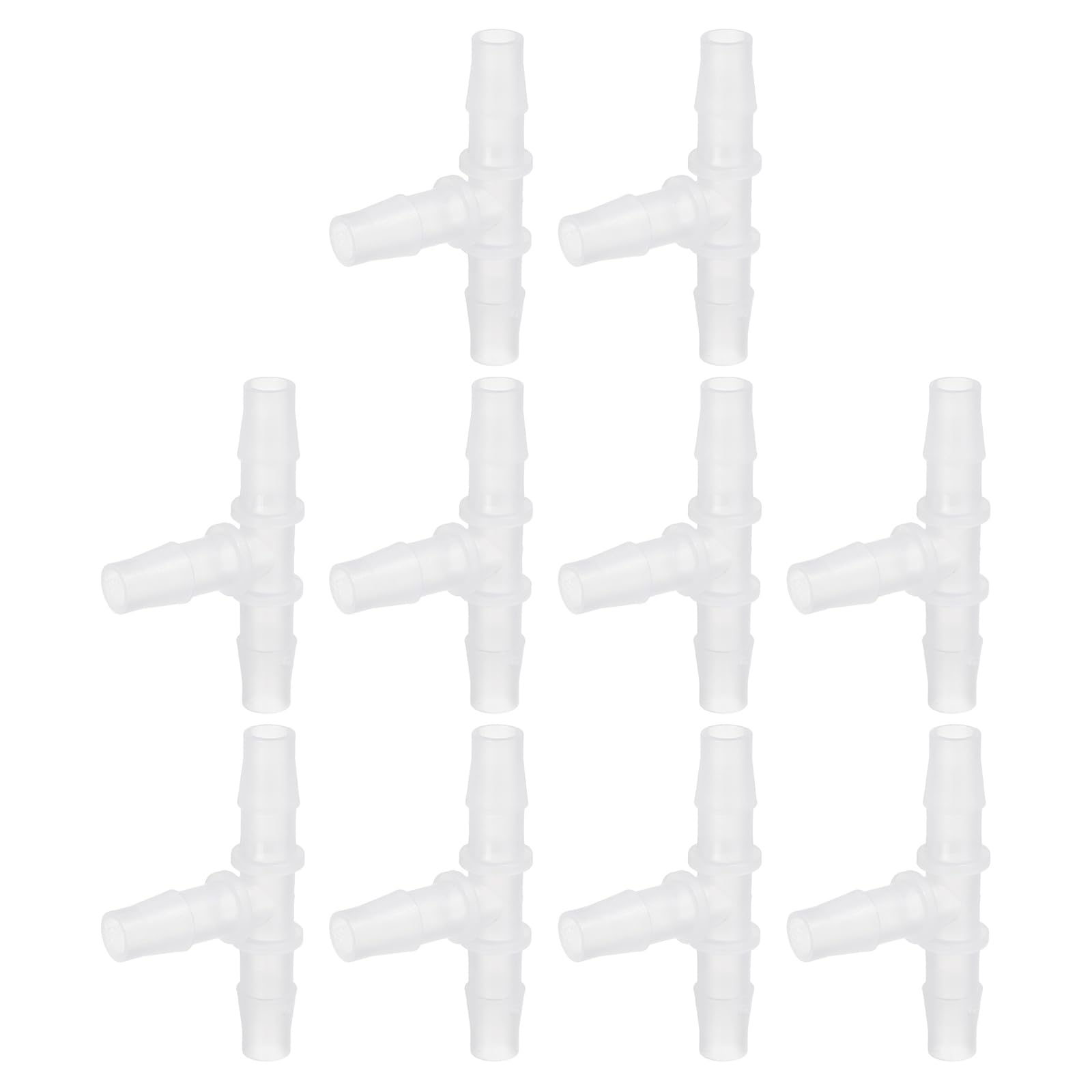 sourcing map 10pcs Plastic Hose Barb Fitting, 3/8" x 3/8" t Shape Tee Barbed Hose Pipe Fitting Splicer Mender Joint Adapter for Water Liquid Fuel Line Tube, Clear