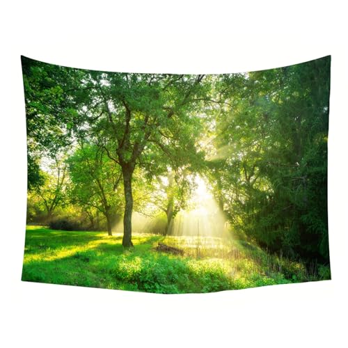 Tapisserie murale nature forêt de 200x200cm en tissu pour la décoration d'une chambre d'adolescent