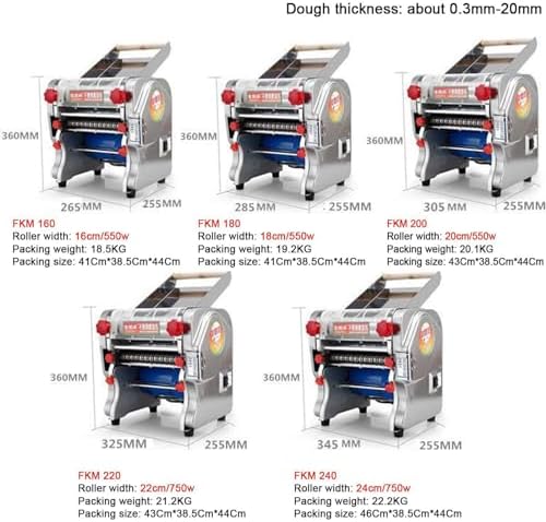 550W/750W Electric Pasta Maker Machine - Stainless Steel Noodle Press with Adjustable Thickness for Fresh Spaghetti, Dumpling Skin & Homemade Noodles