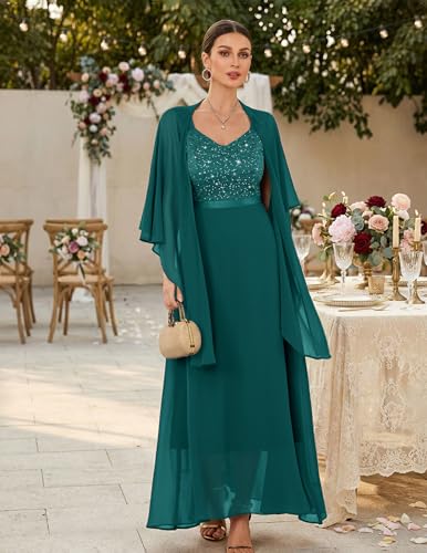 Image of BeryLove Summer Formal Wedding Guest Prom Dresses Sequin Cocktail Evening Lace Elegant Mother of The Bride Dress