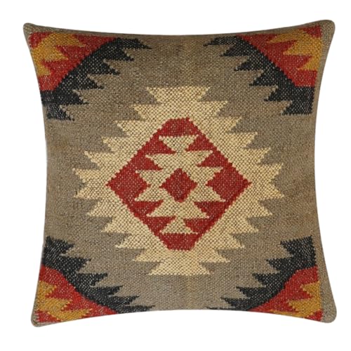 RamVicraft Wool Jute Kilim Cushion Cover Vintage Handwoven Turkish Pillow