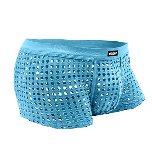 Hawyet Men's Sexy Mesh Boxer Briefs Muscle Shorts Fishnet Openwork Underwear Breathable Hot Shorts Swim Trunks4