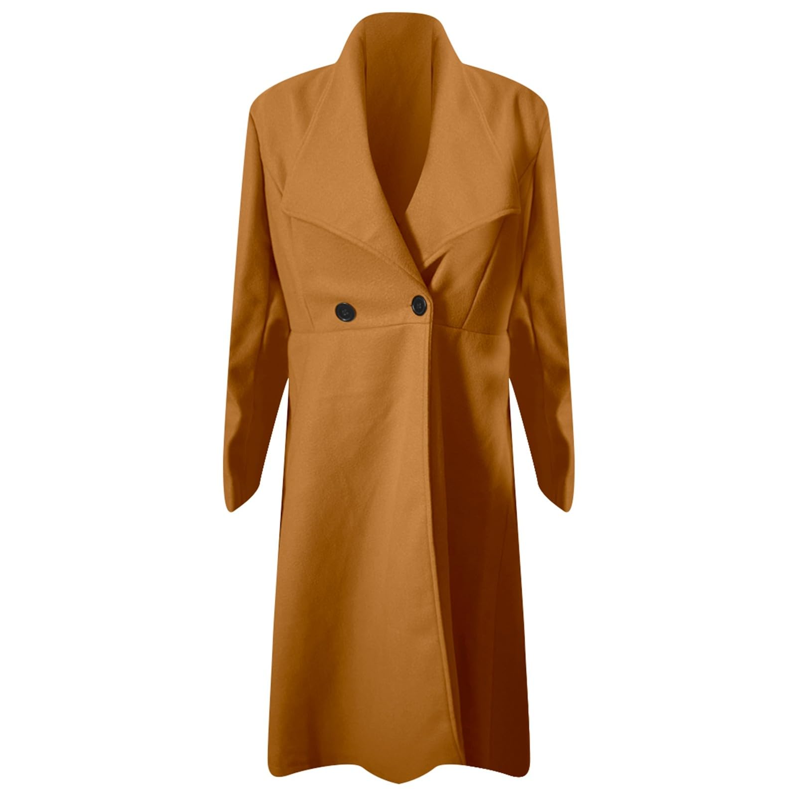 Abbigliamento Donne Cappotto Lungo in Misto Lana da Donna - Trench con Cintura e Revers a Lancia, Stile Autunno-Inverno, Completamente Foderato Business Meeting