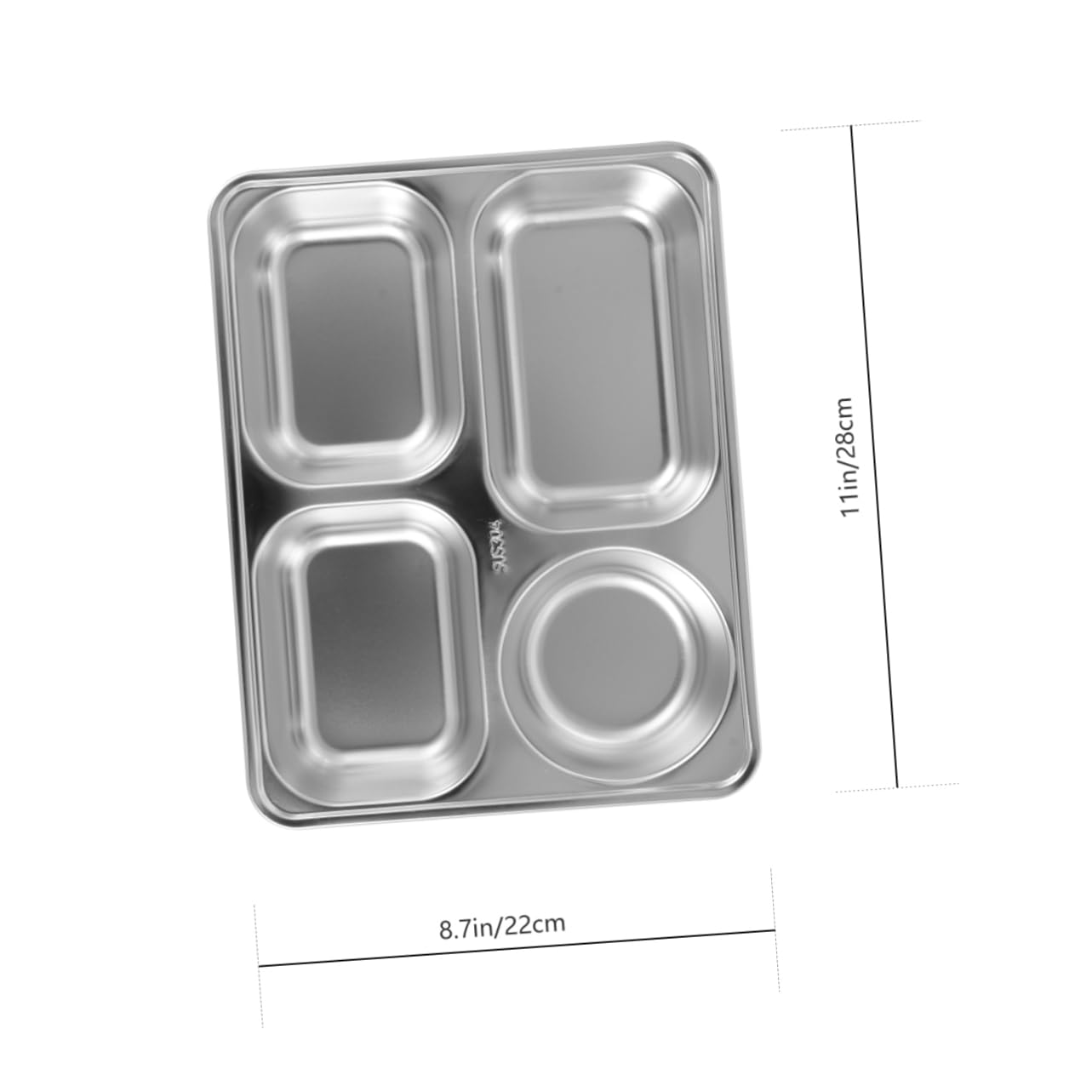 SOLUSTRE 1pc Stainless Steel Grid Plate Thickened Fast Food Tray for Canteens and Restaurants Easy to Clean Dining Tableware