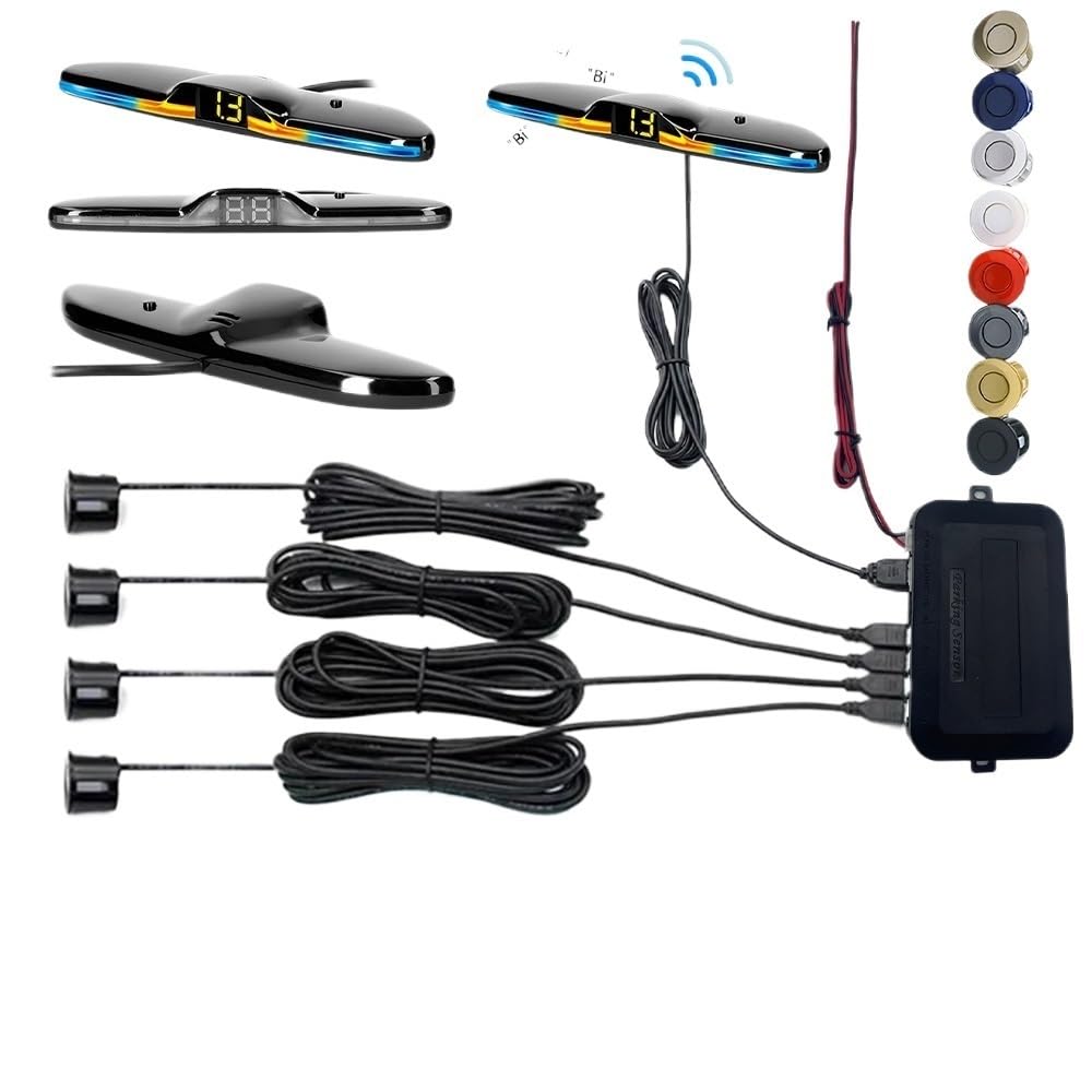 Kit d'aide au stationnement PDC avec capteur Radar Multiple, Affichage Lumineux Parktronic, Assistant de détection 4/6/8 (6 capteurs/Bleu)