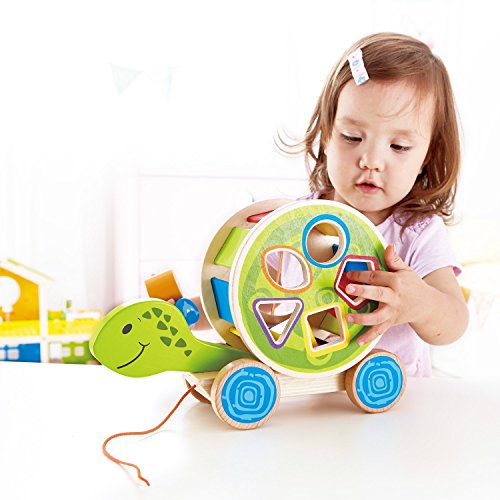 Hape Turtle Shape Sorter Wooden Toys Turtle Wooden Blocks Shape Sorter Pull Toys For Toddlers, Infant Shape Sorter Travel Toys #TOP4