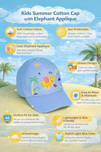 Image of PASSION PETALS Summer Dino Rockstar Baseball Cap for Kids Boys and Girls 2-4Years