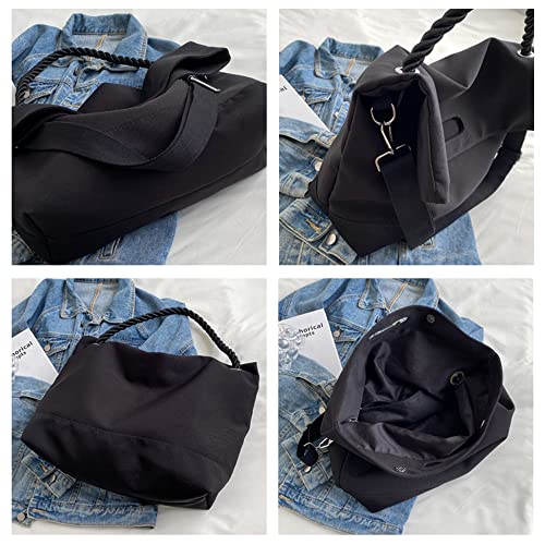 Image of Women Shoulder Bags Canvas Tote Bag Handbag Large Hobo with Pockets Work Bags for Women and Men