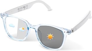 Smart Glasses, Polarized Sunglasses with Color Changing Lenses, IP65 Waterproof, Touch Control, Hands Free Calling, Transparent Stylish Frame Bluetooth Glasses Compatible with Android & IOS(Blue)