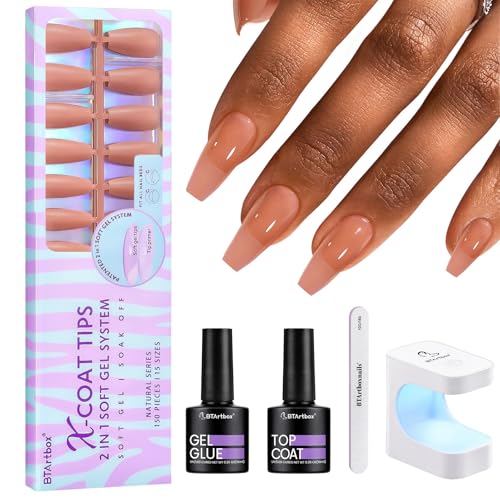 BTArtbox XCOATTIPS Gel Nail Kit - Medium Coffin Press on