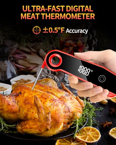 Termómetro digital de carne para cocinar, modelo impermeable IP67 con LED 2
