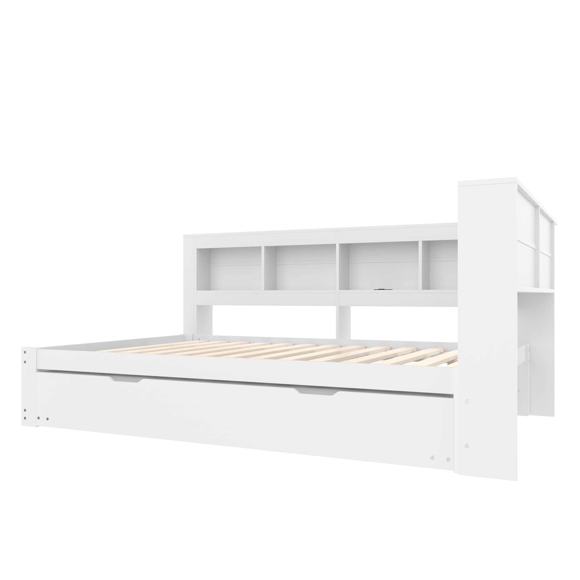 cama de día nido de 140 x 200 cm, sofá con enchufe integrado y 2 puertos USB, incluye somier, cama de invitados que ahorra espacio, madera de pino, blanco (sin colchón)