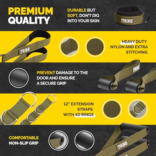Image of Tube Resistance Bands for Working Out Men and Women - 180lb Exercise Bands Set with Handles, Resistance Band Bar, Ankle Straps, Foot Straps, Door Anchor for Home Gym Strength