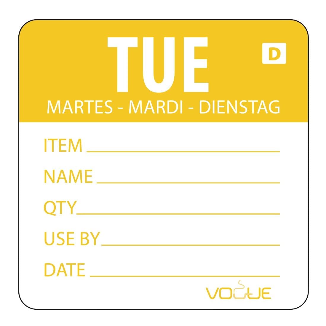 Vogue Orange Dissolvable Tuesday Labels Tuesday. Roll of 250