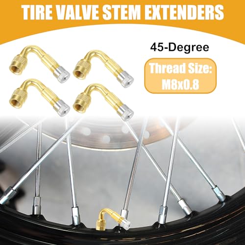 Image of 1 Set 45-Degree Universal Tire Valve Stem Extenders Extension Adapter - Cars RV Bicycles Motorcycles Trailers Tubeless Tire Valve - Copper Gold Tone