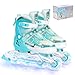 Skycase インラインスケート ローラースケート 子供用 サイズ調節可能 プロテクターセット付き キッズ 発光 耐久 静音 初心者向け 男女共用 軽量 通気性 耐久 運動 アウトドア 児童 ジュニア プレゼント